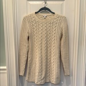 J. Jill Cream Cable Knit Crew Neck Sweater